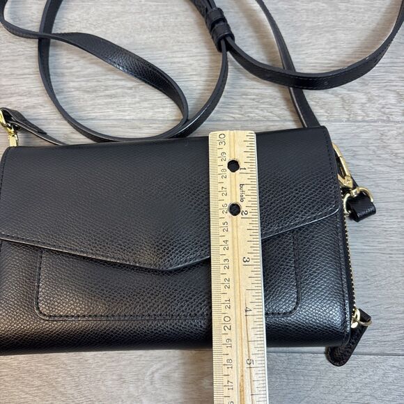 Rare Vera Bradley Black Leather Envelope Adjustable Crossbody Shoulder Bag Purse - Picture 3 of 9